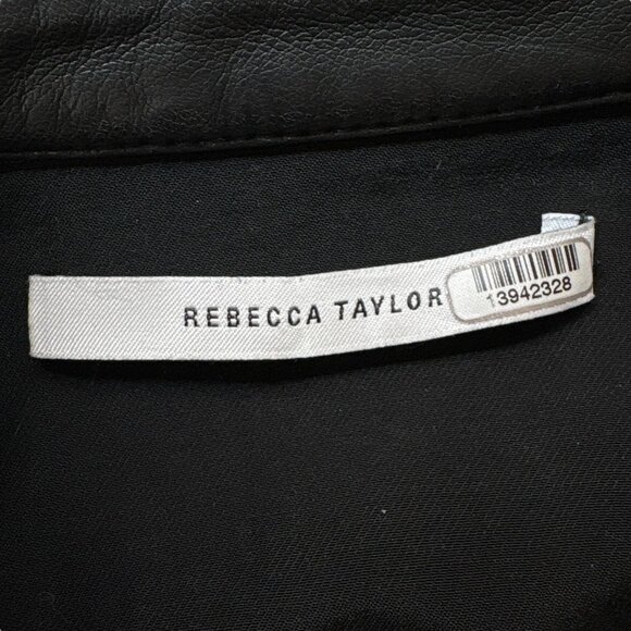 Rebecca Taylor RTR Faux Leather Buttoned Long Sleeve Romper Black Size 8 - Picture 9 of 11